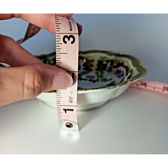 Antique Nippon Hand Painted Bowl Leaf Gold Green Roses Floral - Picture 5 of 5